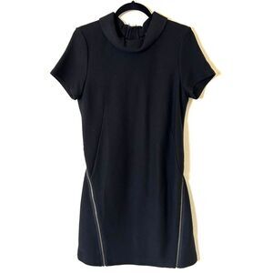 Theory Dress Women's 10 Black‎ Wool Blend Vyla Comfort Knit Zipper minimalist